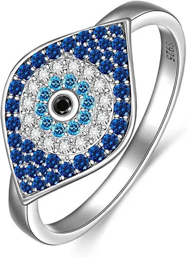 Vista 9 de Fenthring Anillo contra el mal de ojo para mujer, joyería de protección Evil Eye-101-plata esterlina