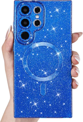 Vista 24 de Svanove Funda magnética con purpurina para Samsung Galaxy S22, compatible con Magsafe Cute, brillante, brillante, estética, dura y brillante