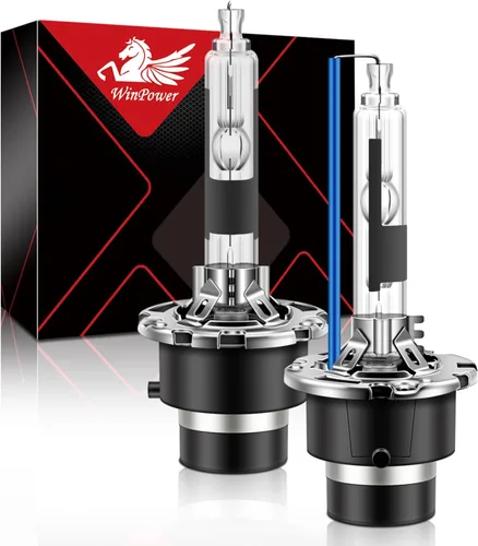 Vista 9 de WinPower D1S foco de faro delantero de xenón HID, 8000K azul hielo blanco 35W, base de cánulas de metal, haz alto y bajo, luces de repuesto, paquete