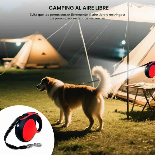 Vista 7 de Correa retráctil para perro con luz LED recargable, correa de perro resistente de 16 pies para perros medianos y grandes de hasta 110 libras, 360°