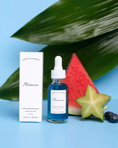 Vista 4 de Earth Harbor Ampolla iluminadora MARINA Biome - Ilumina y equilibra Blue Tansy + Spirulina + Squalane 1 fl oz