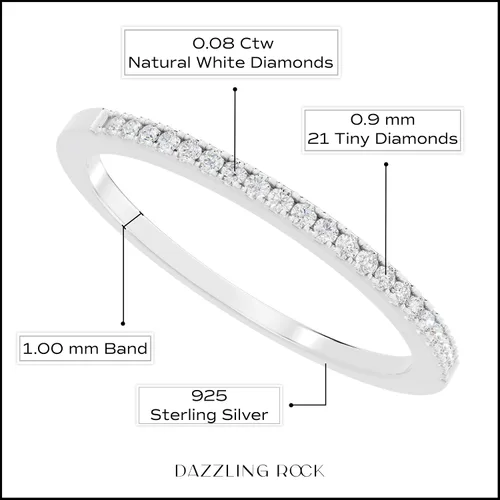 Vista 4 de Dazzlingrock White Diamond Dainty Minimalist Thin Stackable Ring for Her
