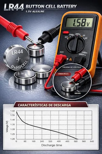 Vista 5 de YKM Paquete de 10 Baterías LR44 AG13 L1154f A76 357/303 L1154 L1154c LR44h 1.5V Baterías Alcalinas para Calibrador Digital Batería de Reloj