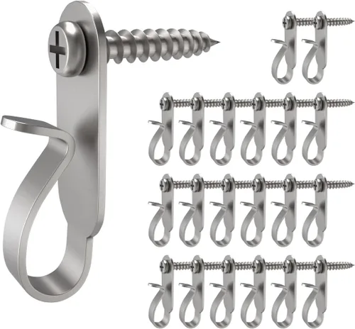 Vista 7 de Ganchos para colgar luces, ganchos de tornillo para luces colgantes, clips LED, acero inoxidable, negro, paquete de 20