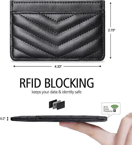 Vista 5 de Cartera acolchada de cuero con bloqueo RFID