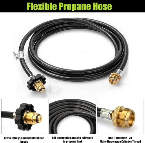 Vista 4 de Adaptador de manguera de propano de 10 pies F273704 de repuesto compatible con calentador Mr Heater Buddy, estufa Coleman, parrilla portátil