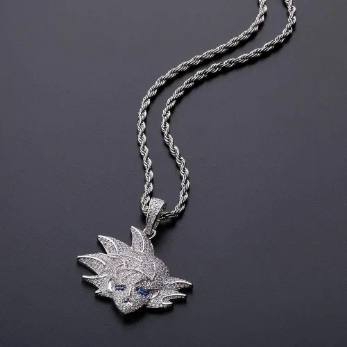 Vista 5 de KMASAL Hip Hop Cartoon Iced Out Bling Zirconia Pendant Chain Charm 18K Gold Plated Necklace for Men Women