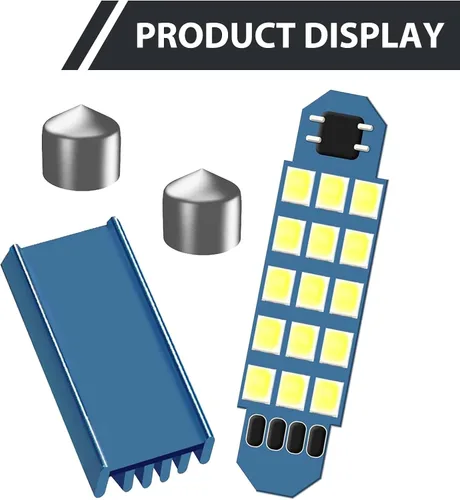 Vista 6 de 2 piezas de focos LED extremadamente brillantes 578, 1.59" 6500K 2835 chipsets 400LM luz de lectura de techo de doble punta para luces LED