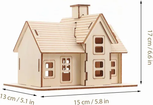 Vista 5 de 1 juego de rompecabezas de madera en 3D, mini kit de casa modelo de bricolaje, juguetes para edades de 8 a 13 años, casa de muñecas, juguetes