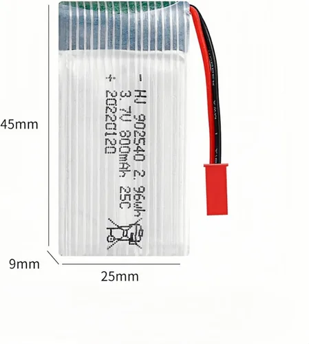 Vista 2 de 2 unids 3.7 V 800 mAh 25C 902540 Lipo batería recargable JST Plug con cargador USB para X56W X400 X400W X300C X400C X800 HS110 HS200 S670 V950hd