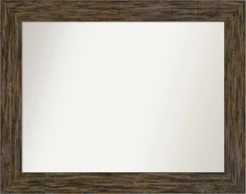 Vista 120 de Amanti Art Espejo personalizado, espejo de baño marrón Fencepost, espejo de pared o espejo de tocador de baño sobre el fregadero (27 x 27 pulgadas)