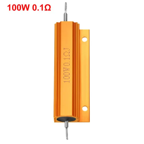 Vista 2 de uxcell 2pcs aluminio caso resistor 100W 0.1 ohmios bobinado amarillo para LED reemplazo convertidor 100W 0.1RJ