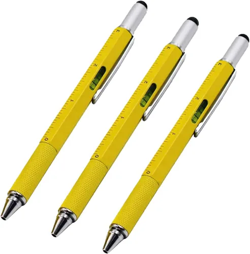Vista 10 de Lápiz capacitivo, 7 en 1 multiherramienta para pantalla táctil, bolígrafo, regla, nivel, destornillador Phillips y cabeza plana (paquete de 3 negro)