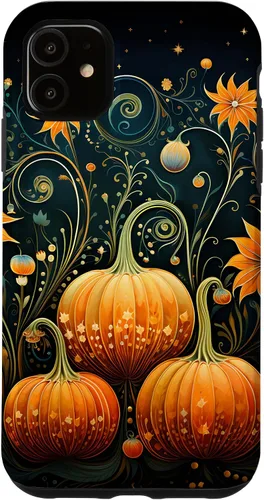 Vista 8 de Funda floral para iPhone 16 Pumpkins Vintage Otoño Otoño