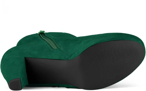 Vista 5 de Allegra K Botines de tacón grueso con cremallera lateral para mujer
