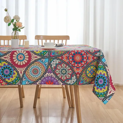 Vista 10 de Mantel Redondo Rosa de 60 Pulgadas Mantel a Cuadros Gingham - Cubierta de Mesa de Poliéster Rosa y Blanco a Cuadros Plaid Reutilizable Resistente al