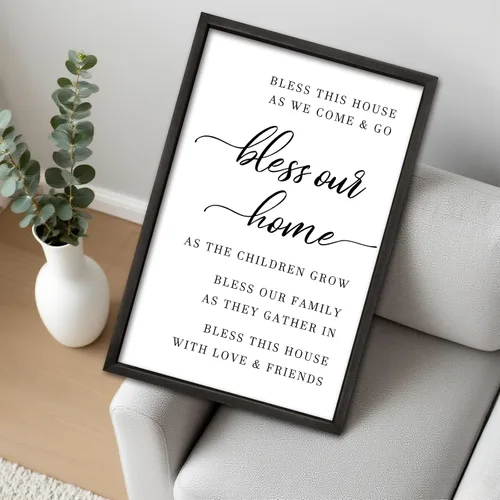Vista 5 de comurdyo Bless This Home Decoración de Pared 16" × 11" Moderno Rústico Casa de Campo Inspirador Bendición Dulce Familia Cita Cartel