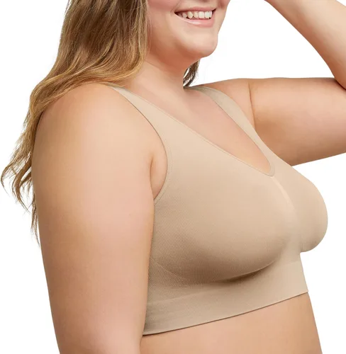 Vista 2 de JUST MY SIZE Hanes Women's Seamless Bralette, Pure Comfort Light Support Pullover Bra, Plus Sizes