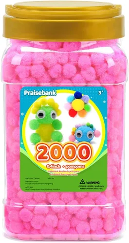 Vista 38 de Praisebank Pompones Negros - 2000 piezas, 1cm, Ideales para Artes y Manualidades, Bolas de Pompón en Frasco