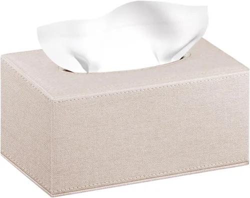 Vista 8 de Funda rectangular de cuero para caja de pañuelos, soporte de caja de pañuelos moderno rectangular para toallas de papel, dispensador de pañuelos