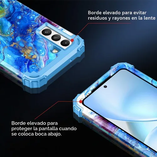 Vista 4 de Rancase Funda para Galaxy S21 FE 5G, tres capas resistentes a prueba de golpes, protección de plástico duro+funda protectora de goma de silicona
