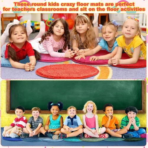 Vista 6 de Drydiet 20 tapetes para niños de 18 pulgadas, redondos, coloridos círculos, suaves y cálidos, cojines de arco iris para escuela, familia, guardería
