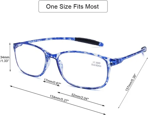 Vista 8 de DOOViC Computer Reading Glasses Blue Light Blocking TR90 Frame Lightweight Flexible Readers for Women Men,4 Pack