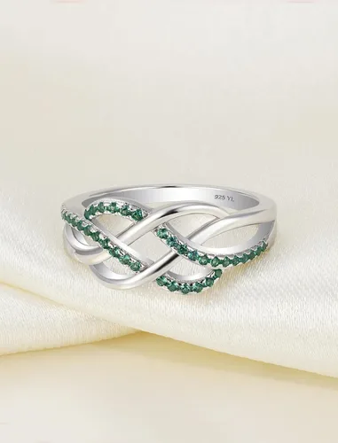 Vista 5 de YL Anillos de nudo celta de plata de ley 925, anillo de nudo torcido, piedra natal, joyería para mujer, talla 5