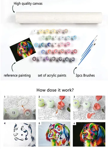 Vista 5 de Diymood Pintura por números para adultos y niñas, pintura al óleo DIY planta acrílica por números kits para niños adultos principiantes