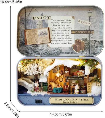 Vista 7 de DIY miniatura hecho a mano, con caja de luz LED, teatro, viejos tiempos, trilogía de buen tiempo, baterías enviadas para viajes, tema, casa