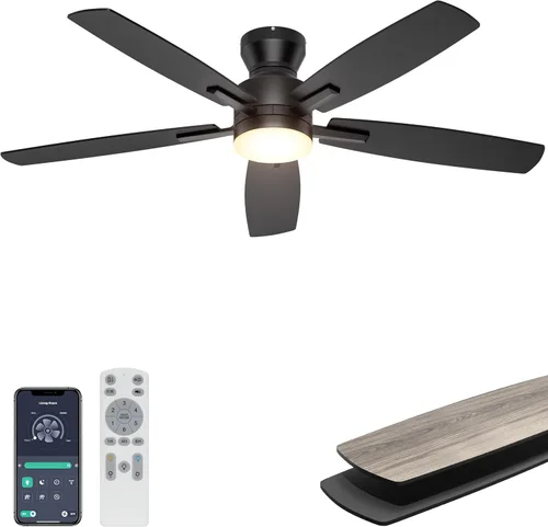 Vista 18 de Ohniyou Ventilador de techo de perfil bajo de 52 pulgadas, sin luz, para Blanco