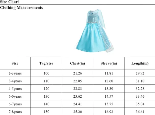Vista 6 de Vestidos de princesa Elsa para niñas, disfraces y disfraces en Navidad o fiesta de cumpleaños con accesorios