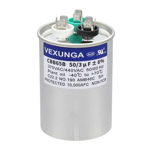 Vista 10 de VEXUNGA Capacitor Dual de Arranque Redondo A/C de 50/5 uF 50+5 MFD 370VAC o 440VAC CBB65 CBB65B Capacitores de Aire Acondicionado para Motor