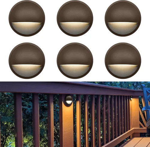 Vista 10 de GKOLED Luces LED de Cubierta de Bajo Voltaje, Luz de Barandilla de Escalón de Paisaje con Chips LED Integrados de 2W, Accesorios de Iluminación