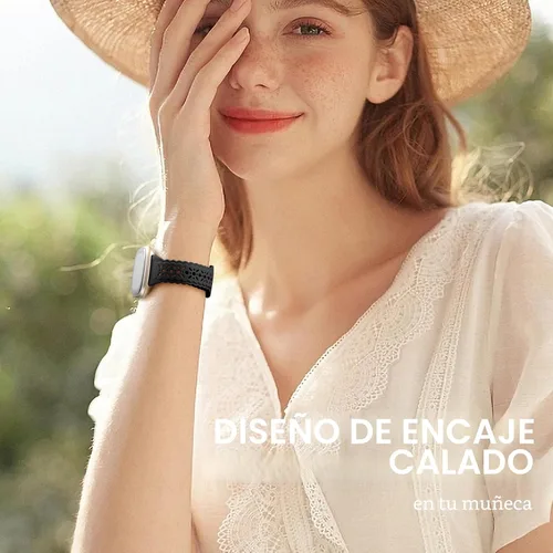 Vista 6 de Dirrelo Paquete de 4 bandas de encaje de silicona compatibles con bandas de Fitbit Sense/Bandas de Fitbit Versa 3 para mujer/Bandas de Fitbit Versa