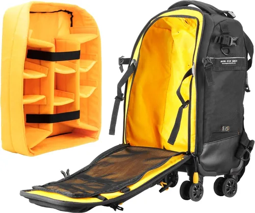 Vista 3 de VANGUARD ALTA FLY 55T G2 DSLR - Mochila convertible para cámara, 8 ruedas giratorias/carretilla, capacidad de 22 litros, capacidad para laptop de 14