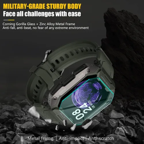 Vista 2 de Relojes inteligentes para hombres, reloj de fitness de 1.71 pulgadas con monitor de presión arterial de frecuencia cardíaca, reloj inteligente