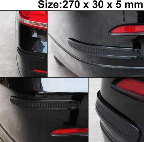 Vista 4 de runmade 4 piezas universales para parachoques trasero de automóvil, camión, SUV, protector lateral antiarañazos, tiras de goma negras