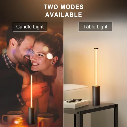 Vista 8 de Lámpara portátil inalámbrica, 3 vías táctil USB recargable con pilas, lámpara pequeña minimalista para mesita de noche y cocina, luz ambiental