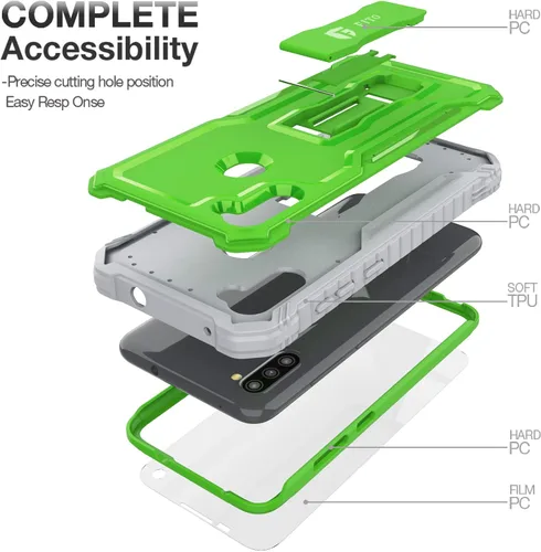 Vista 4 de FITO - Funda para Samsung Galaxy A11, durable, resistente a los golpes, con protector de pantalla y soporte integrado
