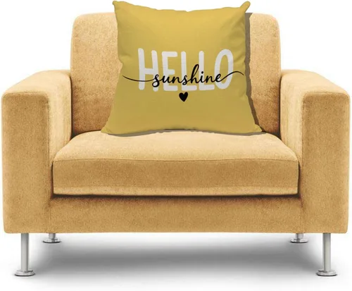 Vista 4 de IBILIU Hello Throw - Fundas de almohada de 18 x 18 pulgadas, color amarillo sol, fundas de cojín de lino y algodón para sofá, dormitorio