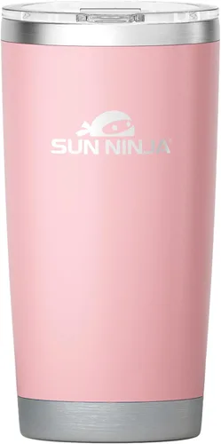 Vista 15 de SUN NINJA Vaso de acero inoxidable de 20 onzas, taza aislada al vacío de doble pared con tapa fácil de abrir, jarra de café de 20 onzas de grado