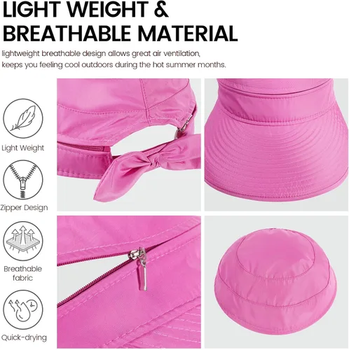 Vista 5 de Simplicity - Sombrero con protección solar UV UPF 50 para mujer, convertible en visera para playa