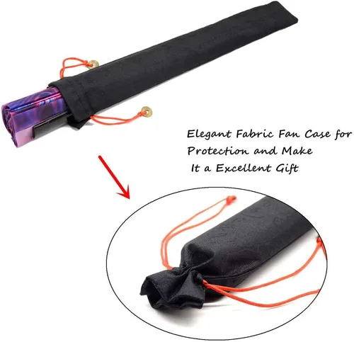 Vista 4 de Ventilador de mano plegable grande para mujeres/hombres, chino/japonés con bambú y tela de nailon, para actuaciones, decoraciones, bailes, fiestas