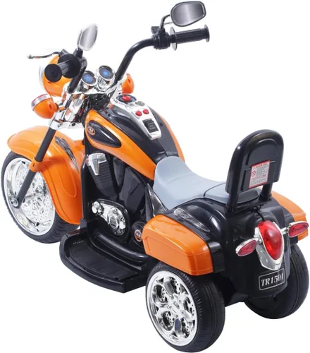 Vista 4 de Freddo Juguetes para niños pequeños de 6 V, funciona con pilas, estilo picador eléctrico, triciclo, para niños de 3 a 6 años, color naranja