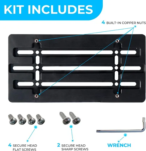 Vista 5 de Soporte de placa de parachoques delantero para Ford 2000-2025, juego de soportes de placa con 6 tornillos únicos y kit de llave, kit de montaje
