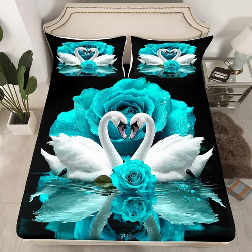 Vista 35 de Erosebridal Juego de sábanas bajeras de rosas rojas y leopardo, tamaño individual, diseño de animales africanos salvajes, diseño de plantas