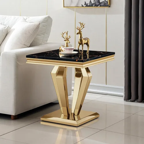 Vista 16 de SSLine Mesa de Centro Rectangular de Mármol Sintético para Sala de Estar, Mesa Central Moderna de Mármol Blanco de Lujo con Base Doble en Forma de U