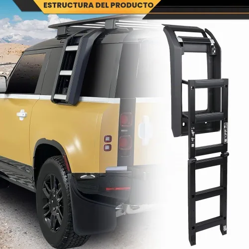 Vista 8 de CNNELL Escalera de acceso lateral para portaequipajes compatible con Land Rover Defender 90/110 2020-2023 L663