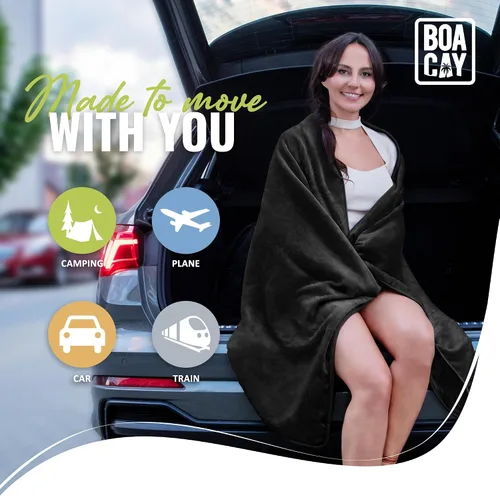 Vista 8 de BOACAY - Manta de viaje suave y cálida para avión y automóvil - Esencial para vuelos largos para mujeres, hombres, niños - Almohada compacta
